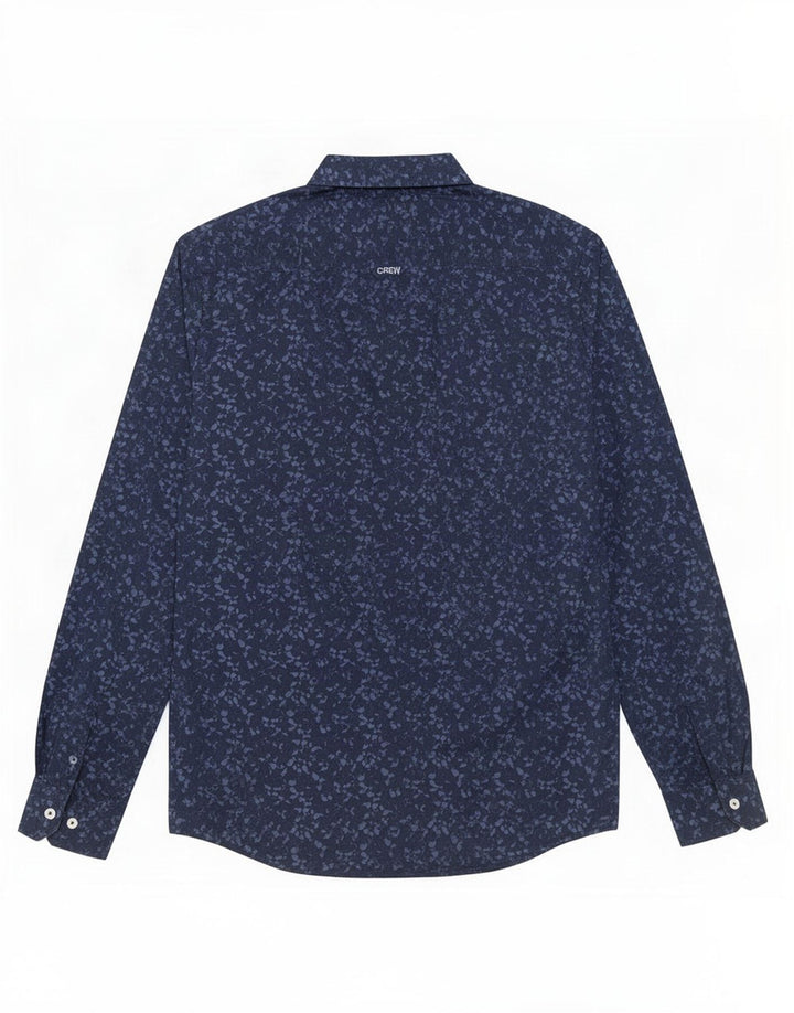 Besætningstøj Herre abstrakt mønster Slim Fit skjorte medium marineblå bomuld