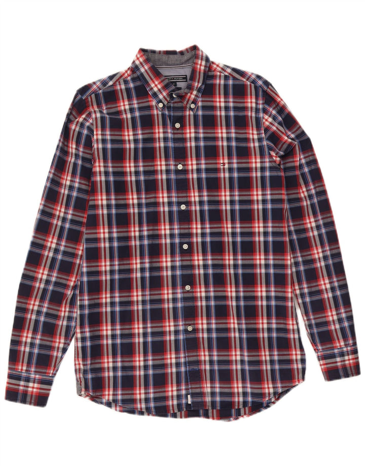 Tommy Hilfiger Herre Slim Fit skjorte Medium marineblå ternet bomuld