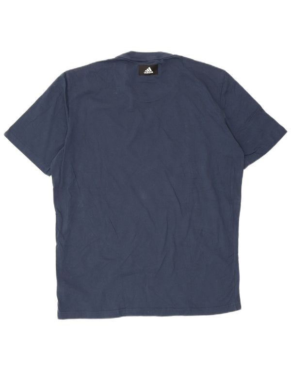 Adidas Herre grafisk T-shirt Top Stor marineblå bomuld