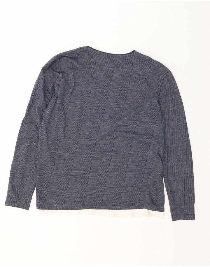 Zara Herre Top Langærmet Stor Marineblå Houndstooth