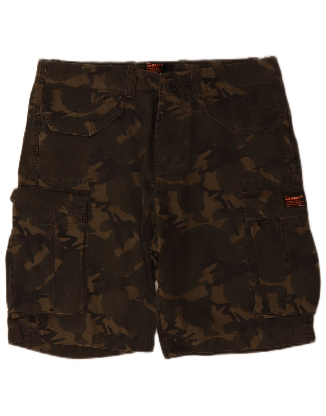 SUPERDRY Herre Cargo Shorts W29 Small Khaki Camouflage Bomuld