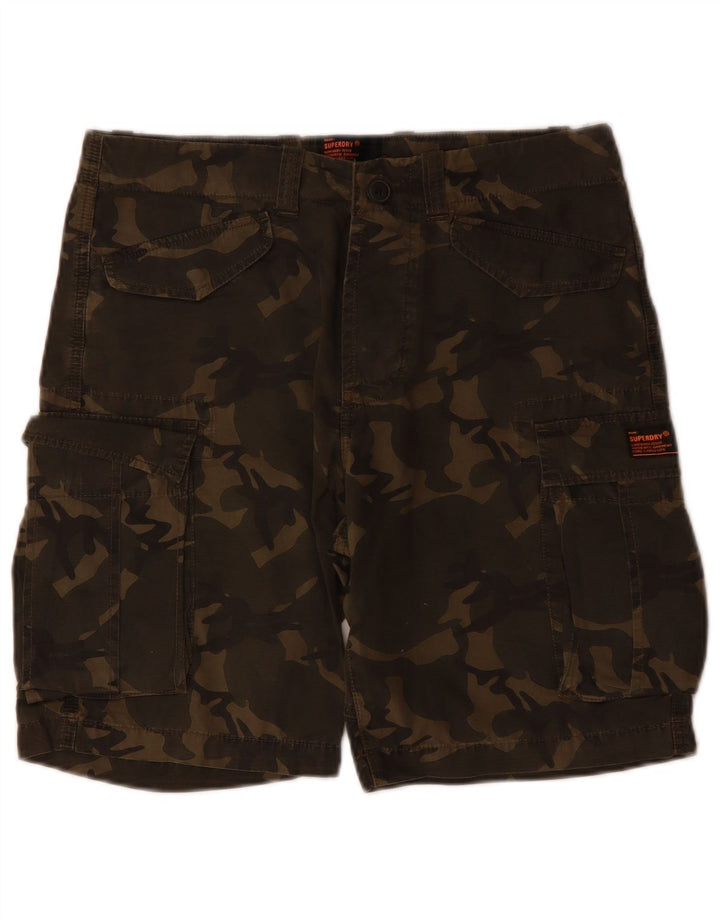 SUPERDRY Herre Cargo Shorts W29 Small Khaki Camouflage Bomuld
