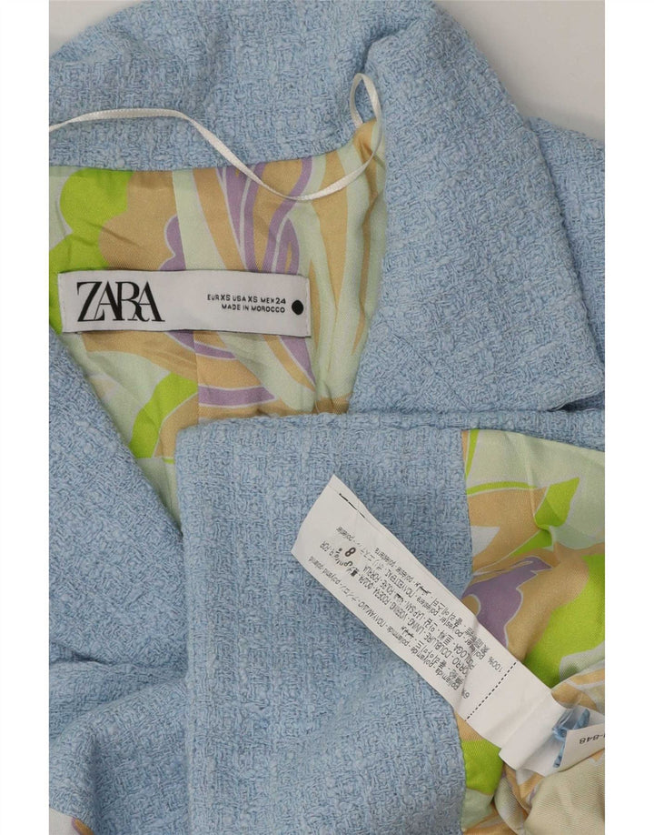 Zara Dame 4-knaps blazerjakke UK 6 XS blå polyester
