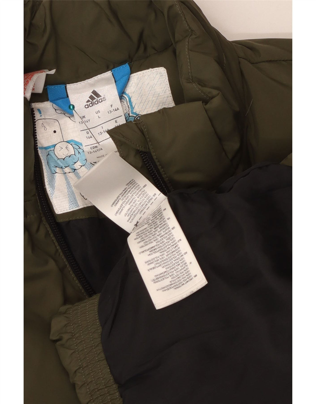 Adidas drenge polstret jakke 13-14 år Khaki Polyester