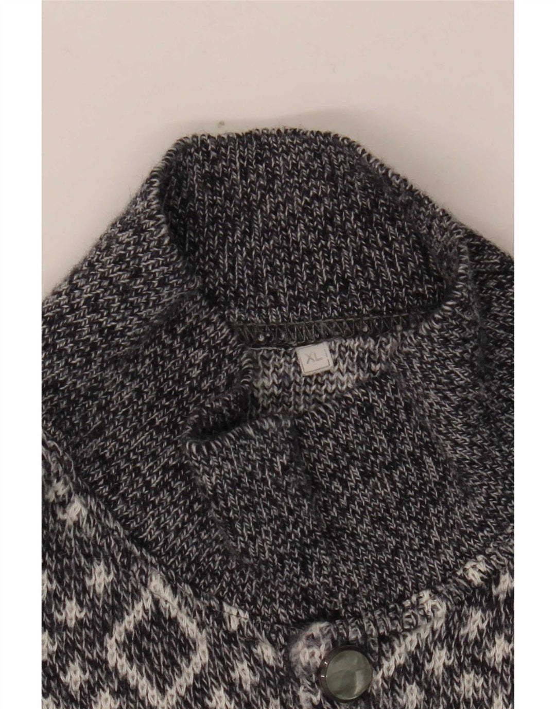 Vintage Herre Polo Neck Jumper Sweater XL Grå Argyle/Diamond