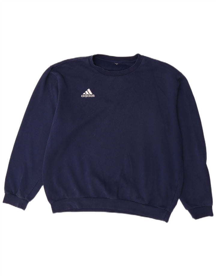 ADIDAS Mens Sweatshirt Jumper Large Navy Blue Cotton