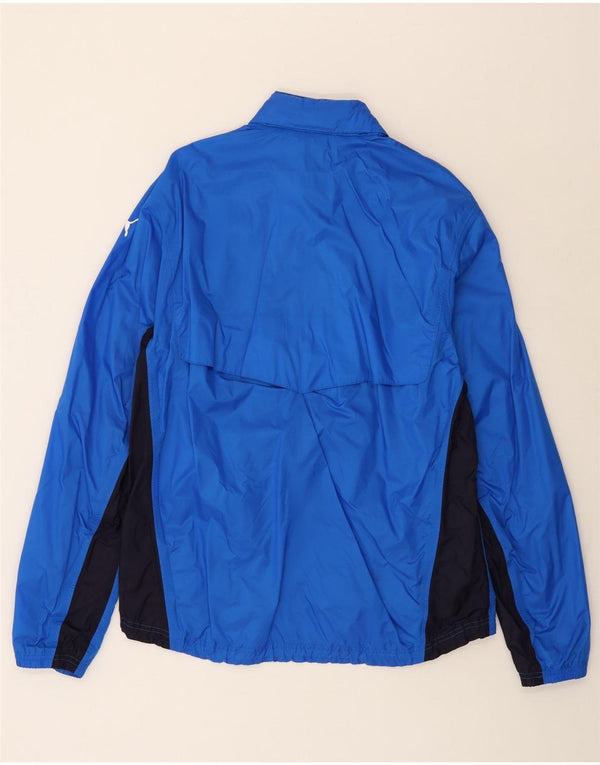 PUMA Grafisk regnjakke med hætte til mænd UK 40 Large Blue Colourblock Nylon