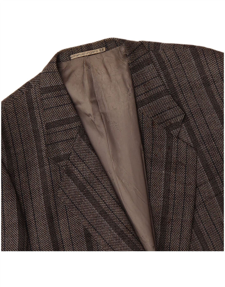 EMANUEL UNGARO Mens 2 Button Blazer Jacket UK 40 Large Grey Check