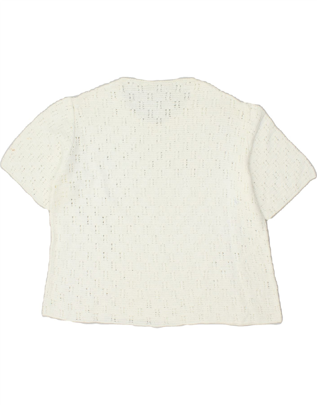 VINTAGE Womens Short Sleeve Crew Neck Jumper Sweater UK 12 Medium White | Vintage Vintage | Thrift | Second-Hand Vintage | Used Clothing | Messina Hembry 