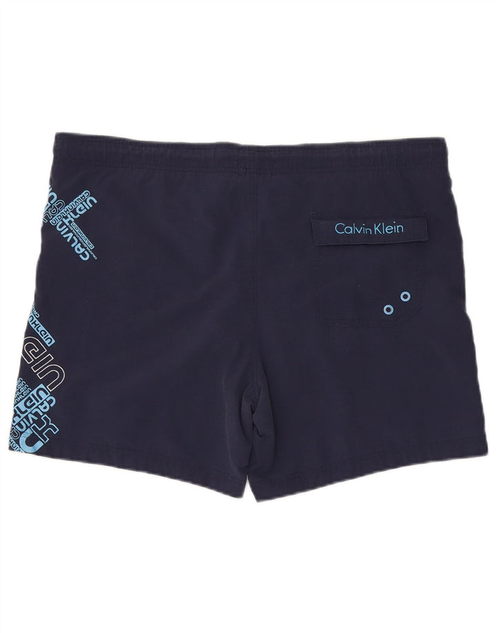 Calvin Klein Herre grafiske svømmeshorts Medium Marineblå Nylon