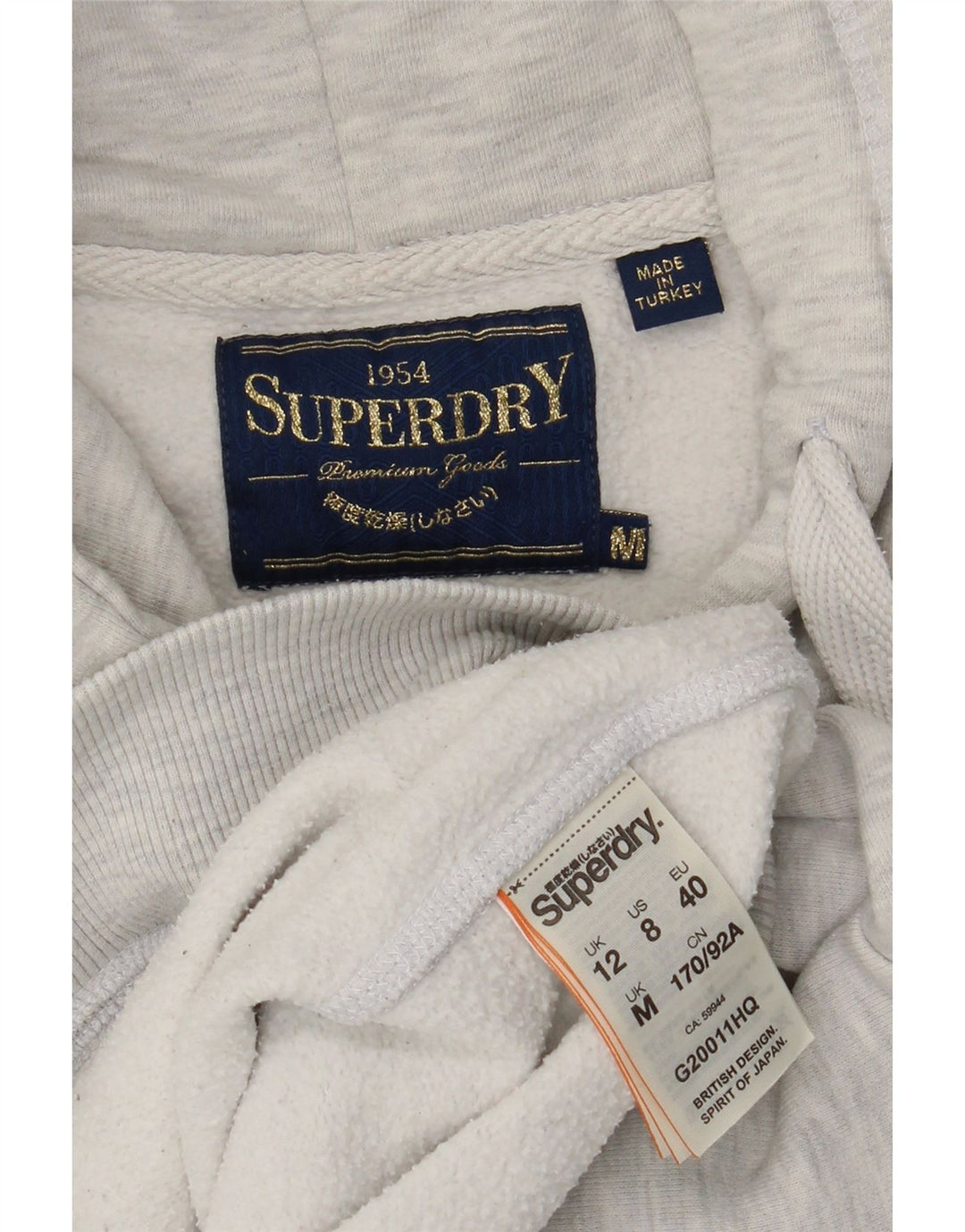 SUPERDRY Womens Graphic Hoodie Jumper UK 12 Medium  Grey Cotton Vintage Superdry and Second-Hand Superdry from Messina Hembry 