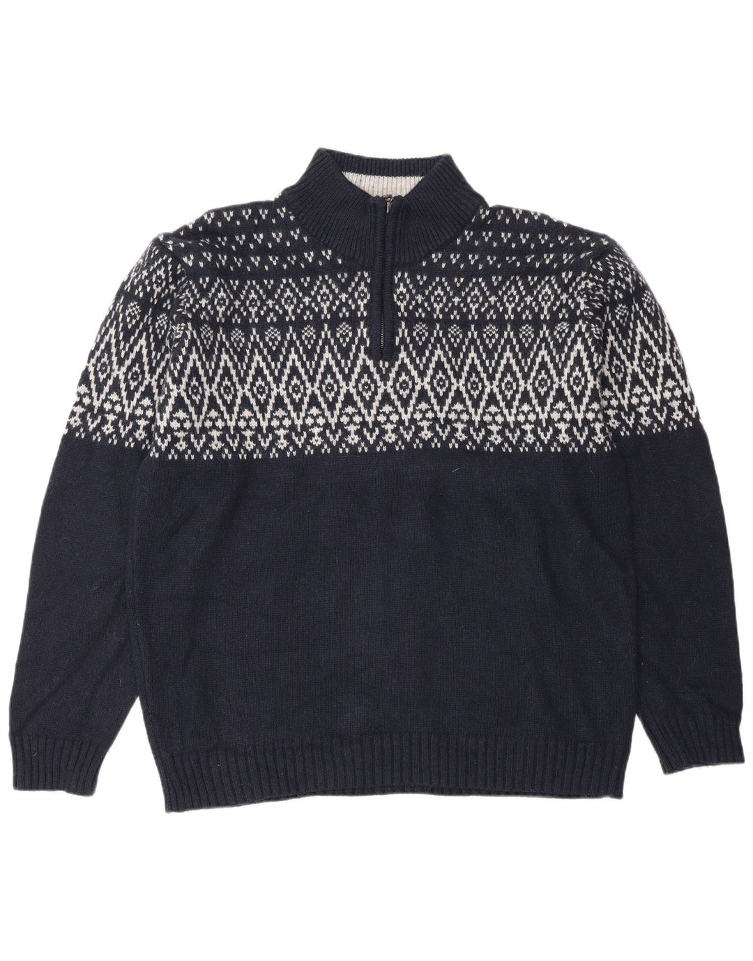 Marks & Spencer Herre Blue Harbor Zip Neck Jumper Sweater Large Navy Blue