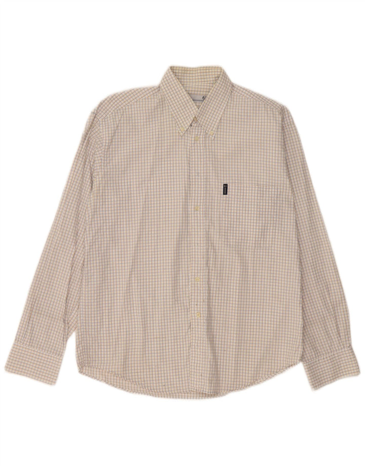 Sergio Tacchini Herreskjorte Stor Beige Gingham Bomuld
