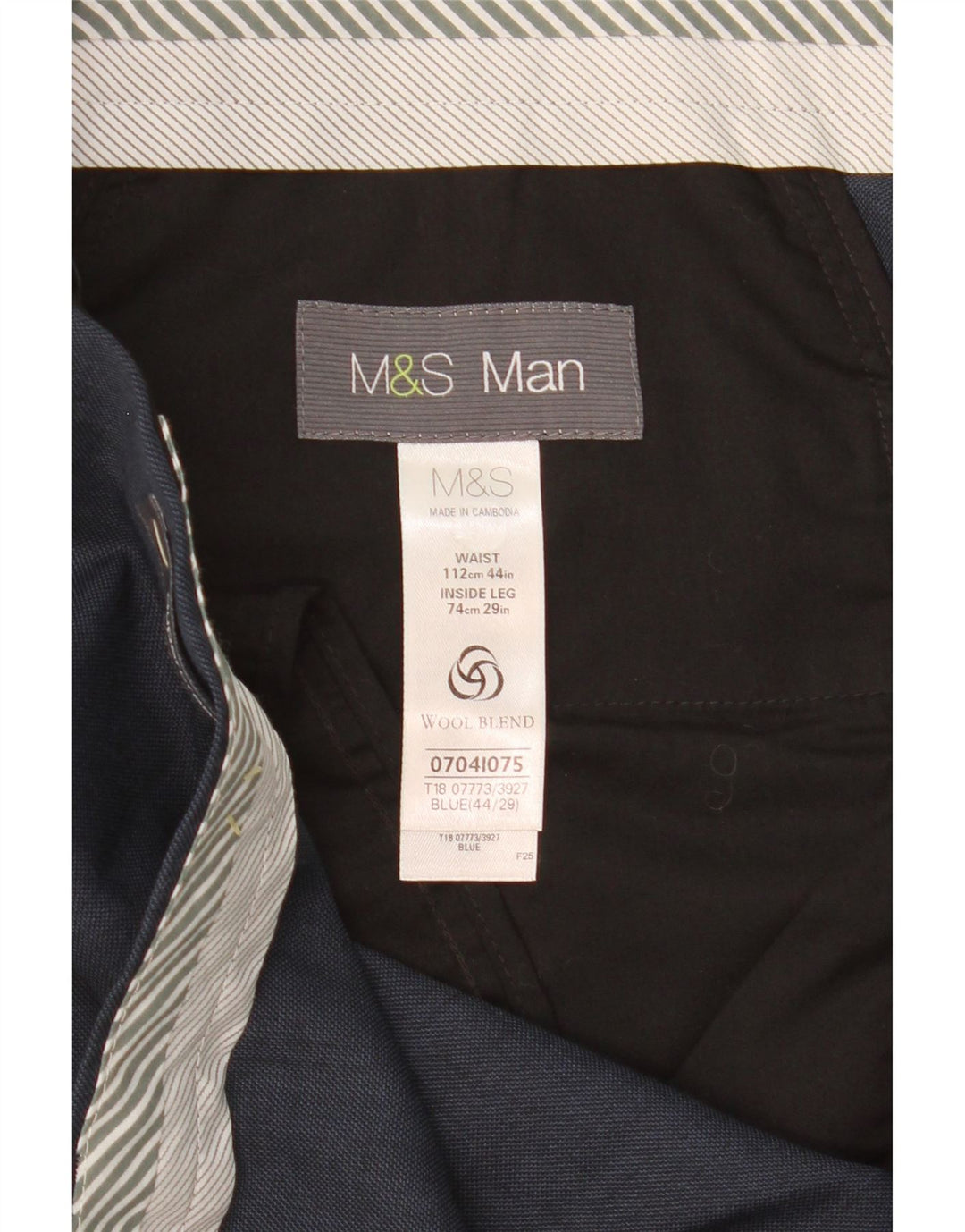 MARKS & SPENCER Lige jakkesæt til mænd W44 L29 Blå polyester