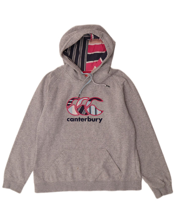 CANTERBURY Womens Graphic Hoodie Jumper UK 14 Large  Grey Cotton