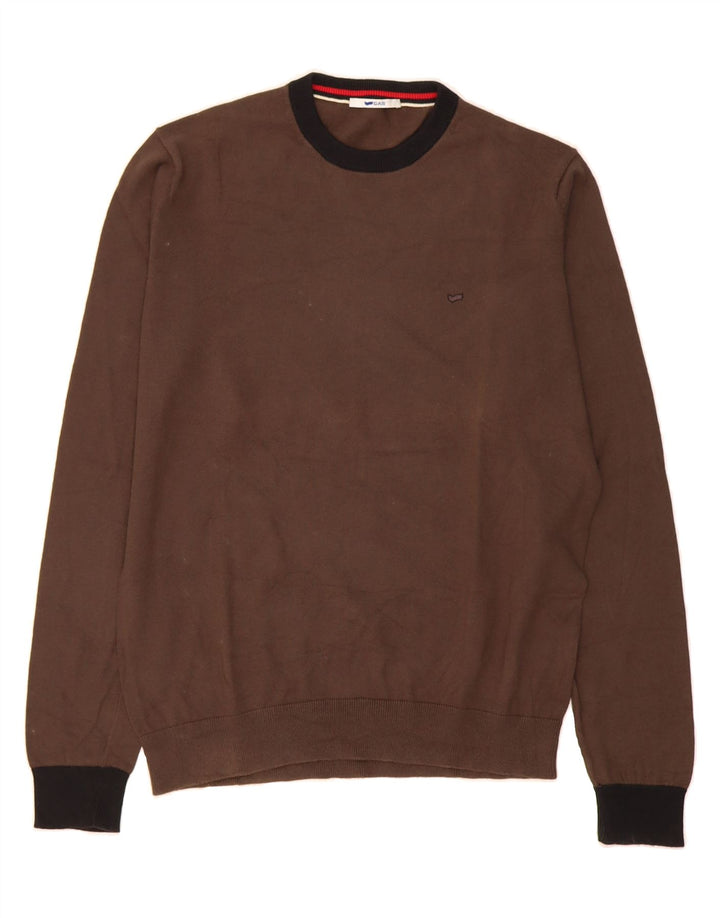 GAS Mens Crew Neck Jumper Sweater Large Brown Cotton Vintage Gas and Second-Hand Gas from Messina Hembry 