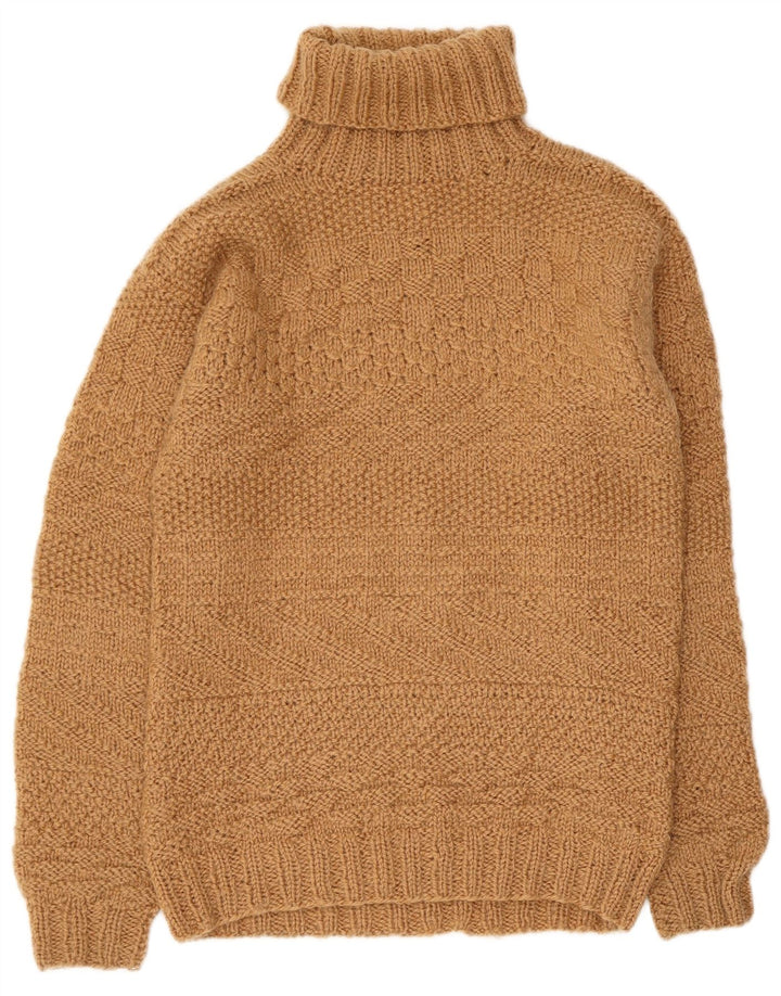 VINTAGE Dame Rullehals Sweater UK 10 Lille Brun