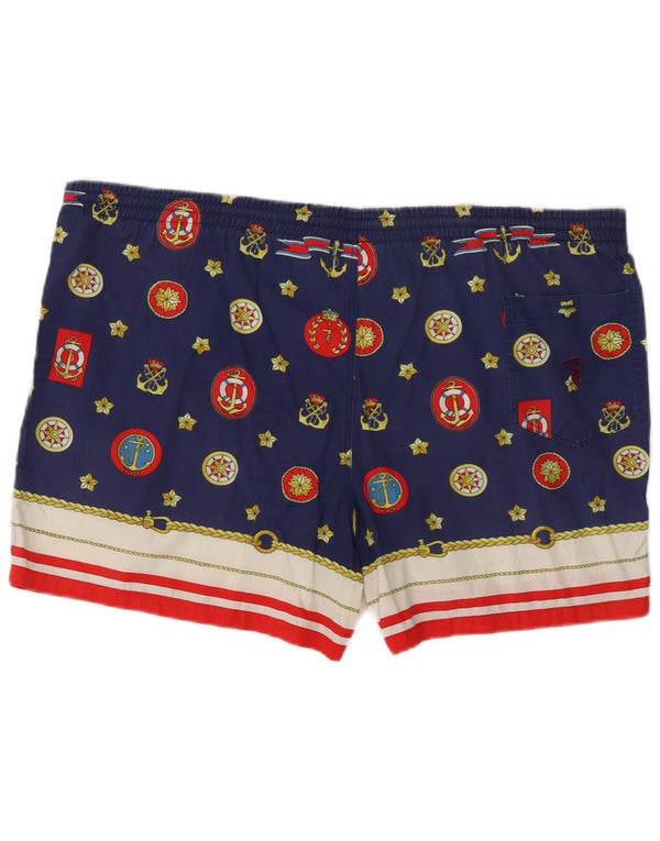 Trussardi Herre grafiske svømmeshorts IT 54 XL Marineblå Bomuld