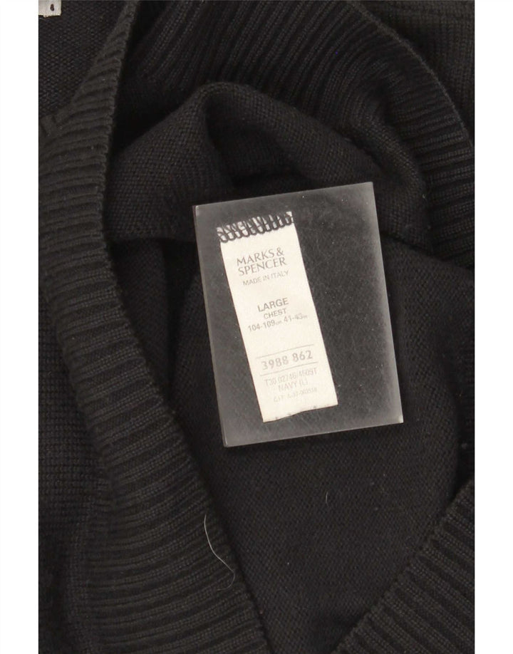 Marks & Spencer Herre sweater med rund hals, stor marineblå akryl