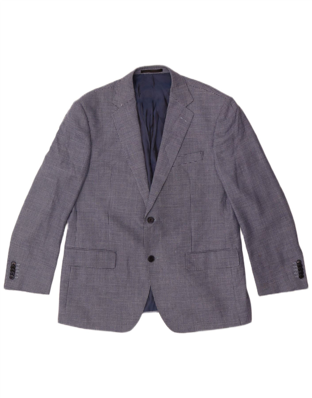 Marks & Spencer Herre Kort Blazer Jacket UK 42 Large Blue Houndstooth