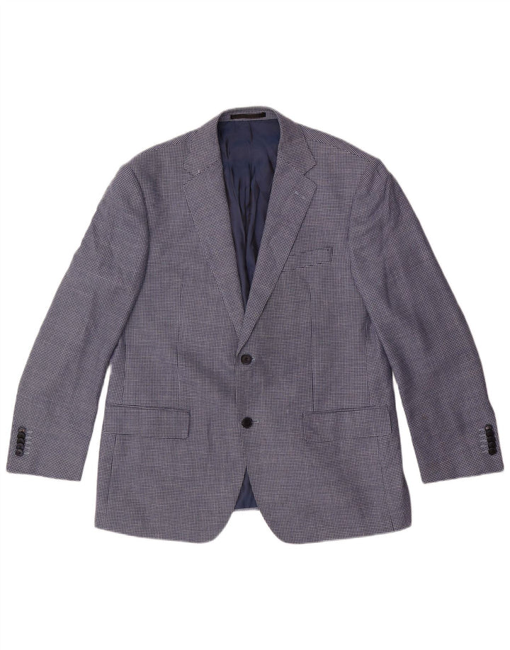 Marks & Spencer Herre Kort Blazer Jacket UK 42 Large Blue Houndstooth