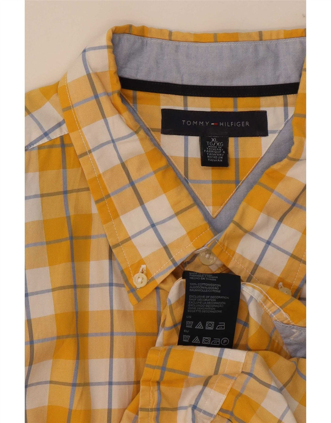Tommy Hilfiger herreskjorte XL gul ternet bomuld