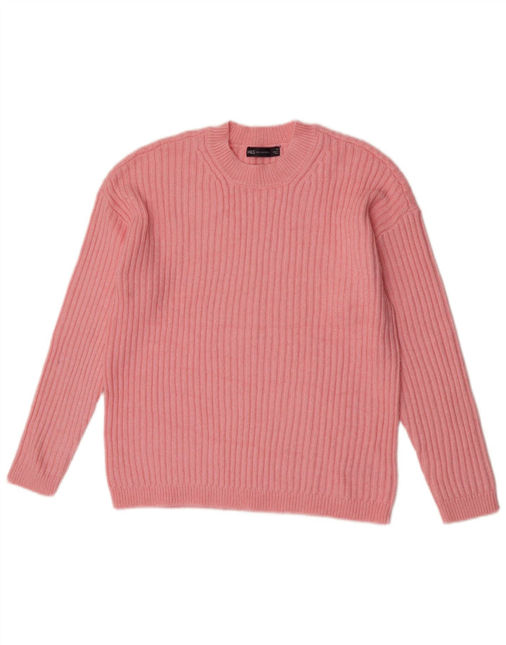 Marks & Spencer Dame sweater med rund hals DK 14 Medium Pink Polyester