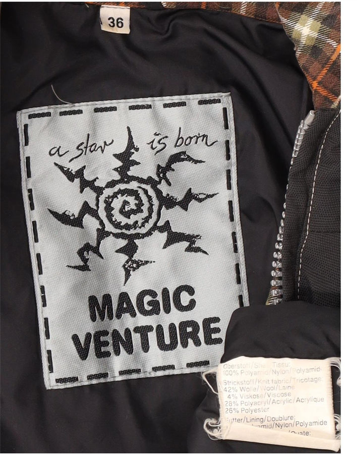 Magic Venture Herre Relaxed Grafisk Hætte Skijakke UK 36 Small Grey Retro