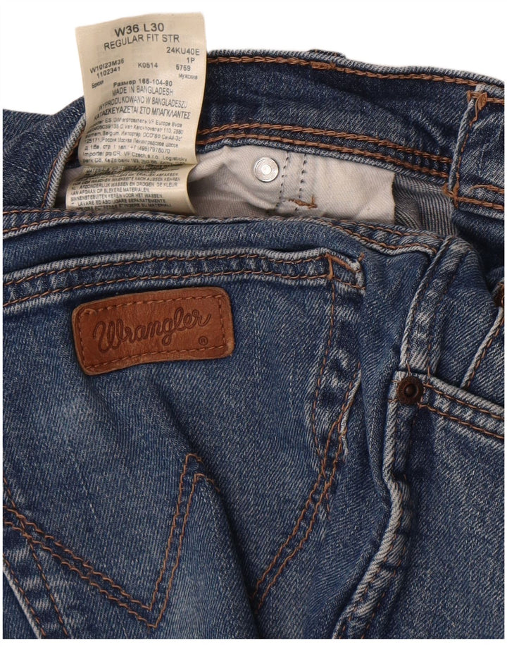 Wrangler Herre Regular Fit Straight Jeans W36 L30 Blå Bomuld