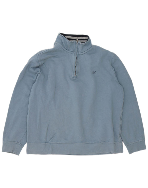 Crew Clothing Herre Zip Neck Sweatshirt Jumper 2XL Blå Bomuld