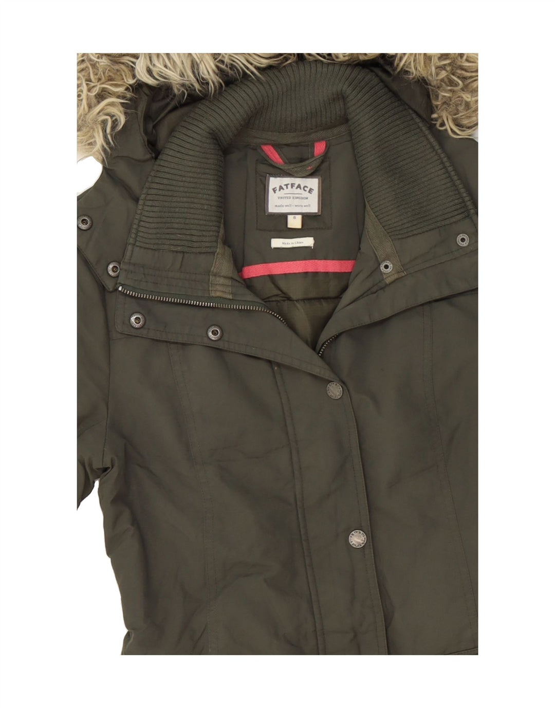 FAT FACE Womens Hooded Windbreaker Coat UK 8 Small Green Polyester Vintage Fat Face and Second-Hand Fat Face from Messina Hembry 