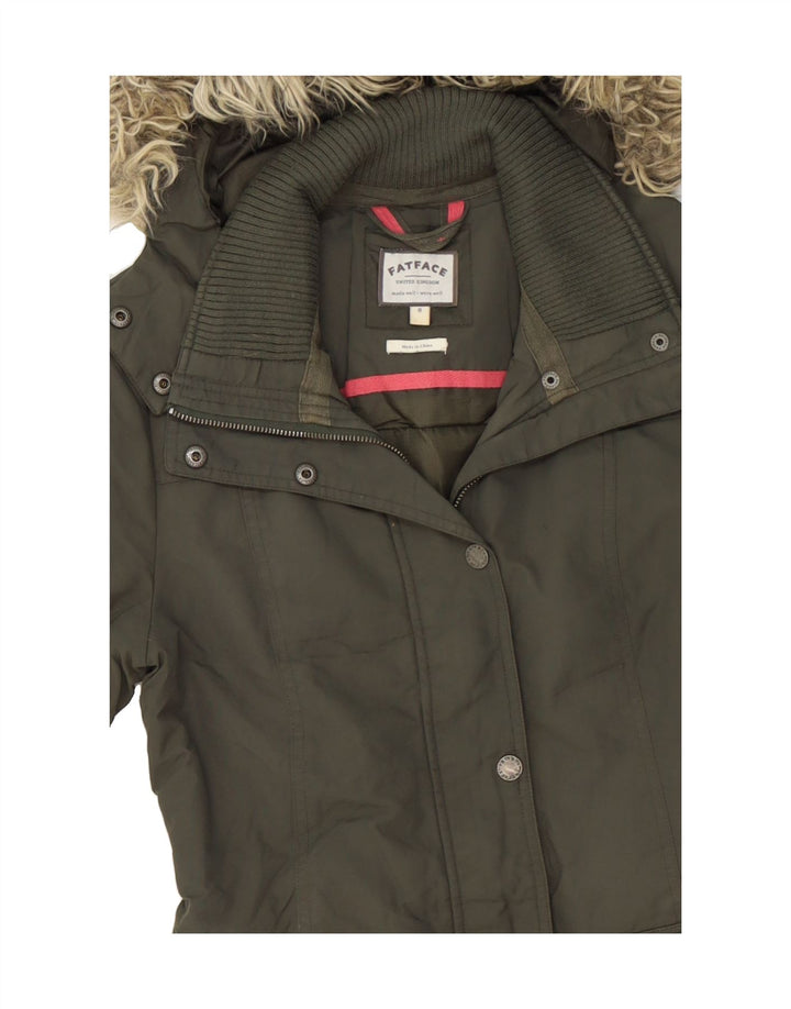 FAT FACE Womens Hooded Windbreaker Coat UK 8 Small Green Polyester Vintage Fat Face and Second-Hand Fat Face from Messina Hembry 