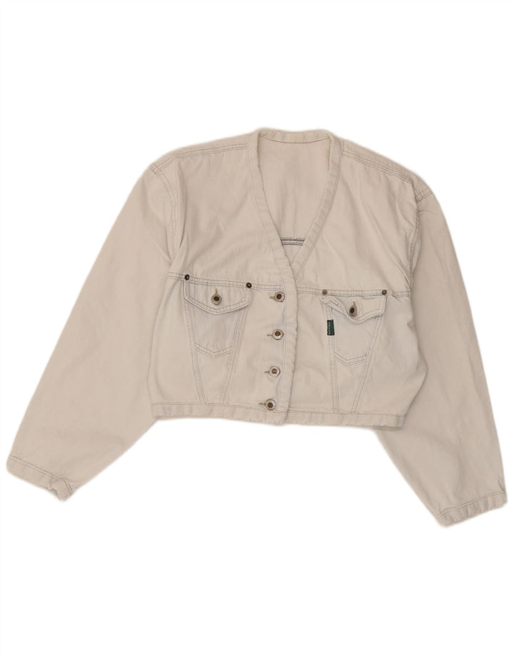 Kenny S Womens Crop Oversized denimjakke UK 10 Small White Bomuld