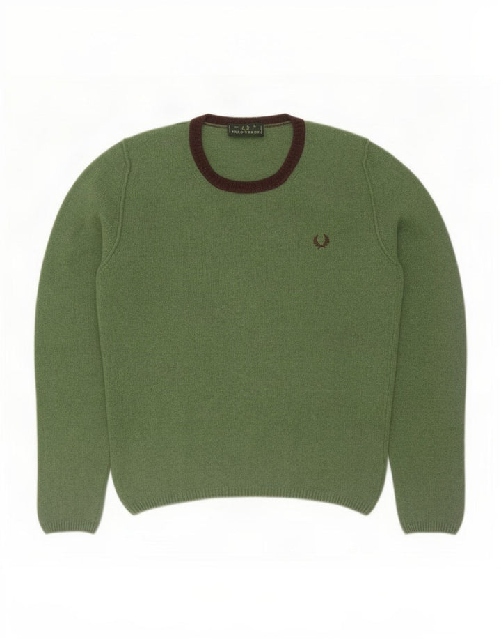 Fred Perry Herre trøje med rund hals, stor grøn uld