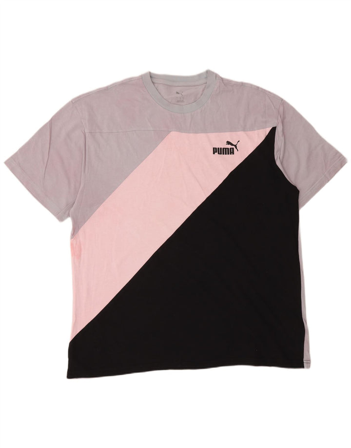 PUMA Herre T-Shirt Top Stor flerfarvet Colourblock Bomuld