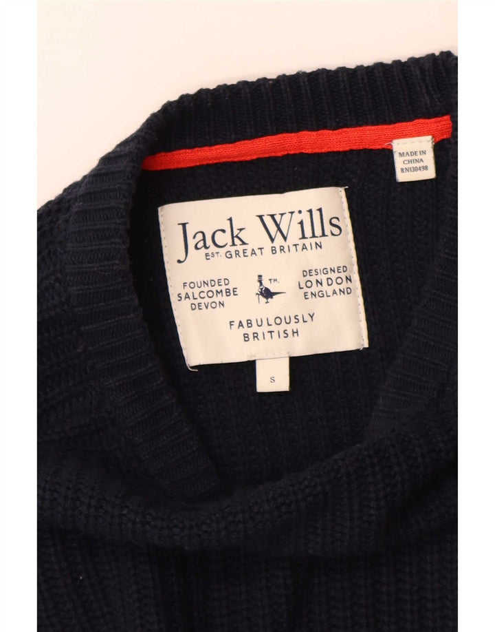 Jack Wills Mens Boat Neck Jumper Sweater Small Navy Blue Cotton