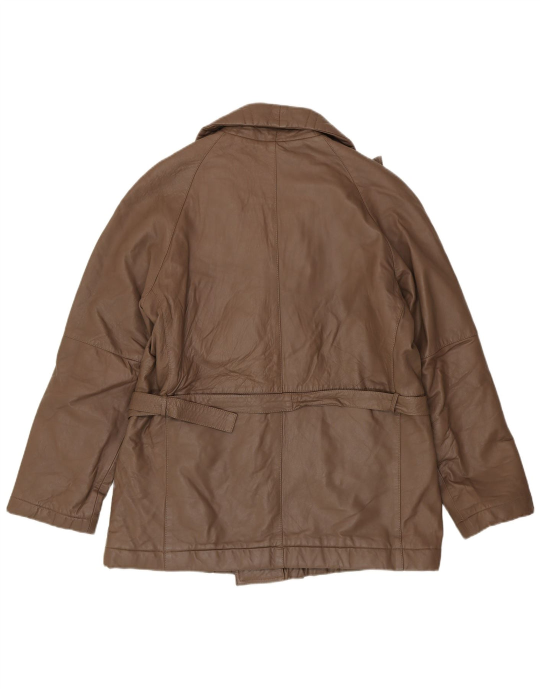 Vintage herre dobbeltradet læderfrakke IT 56 3XL Brun