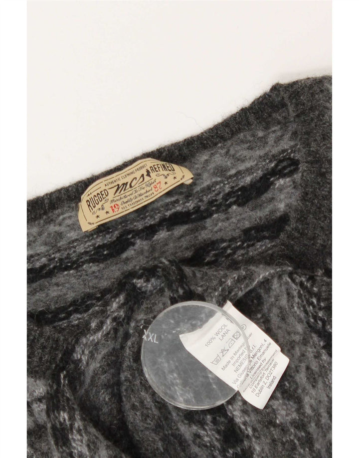 Marlboro Classics Herre Crew Neck Jumper Sweater 2XL Grå Fair Isle Wool