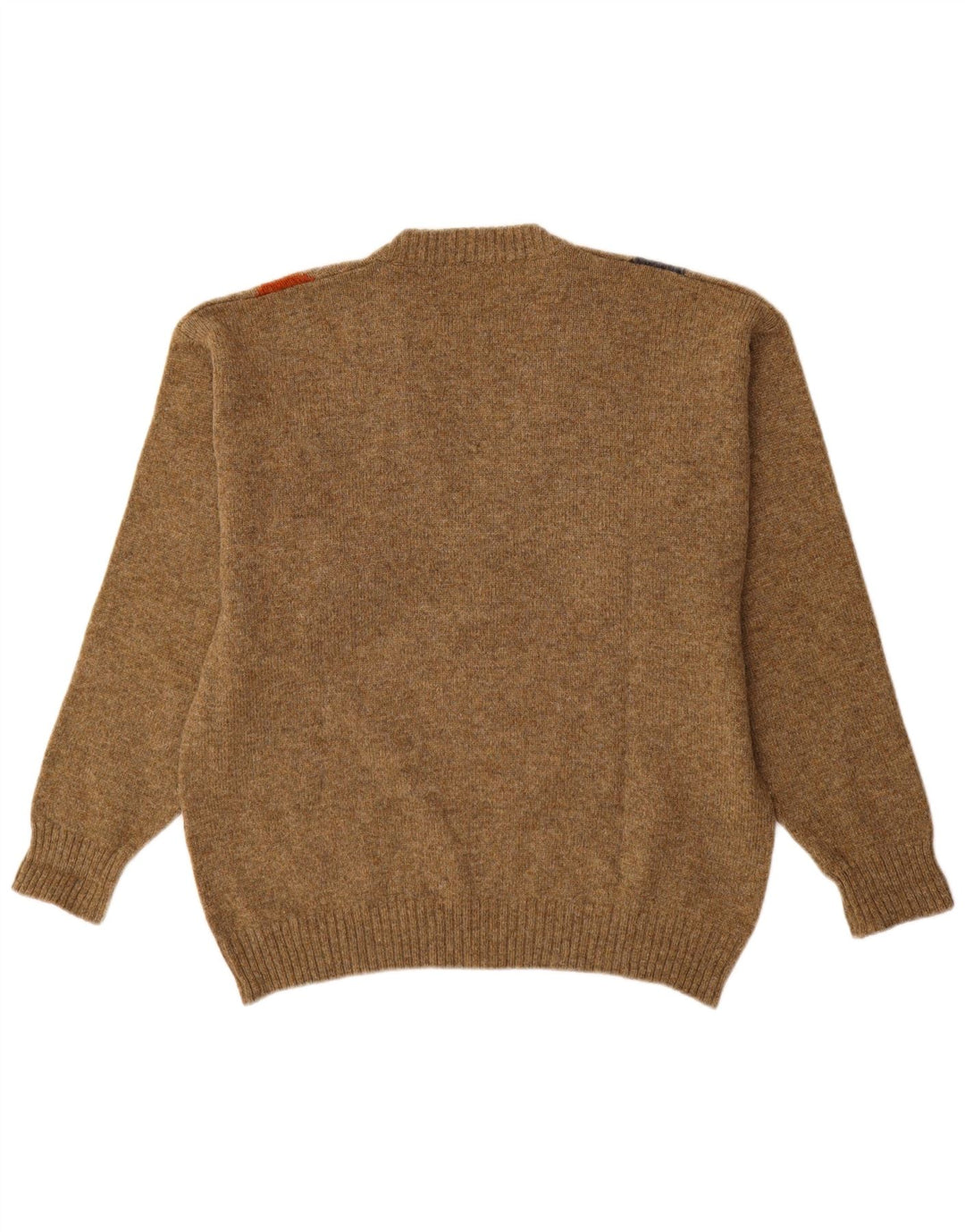 Vintage Herre V-hals sweater Medium Brun Argyle/Diamond