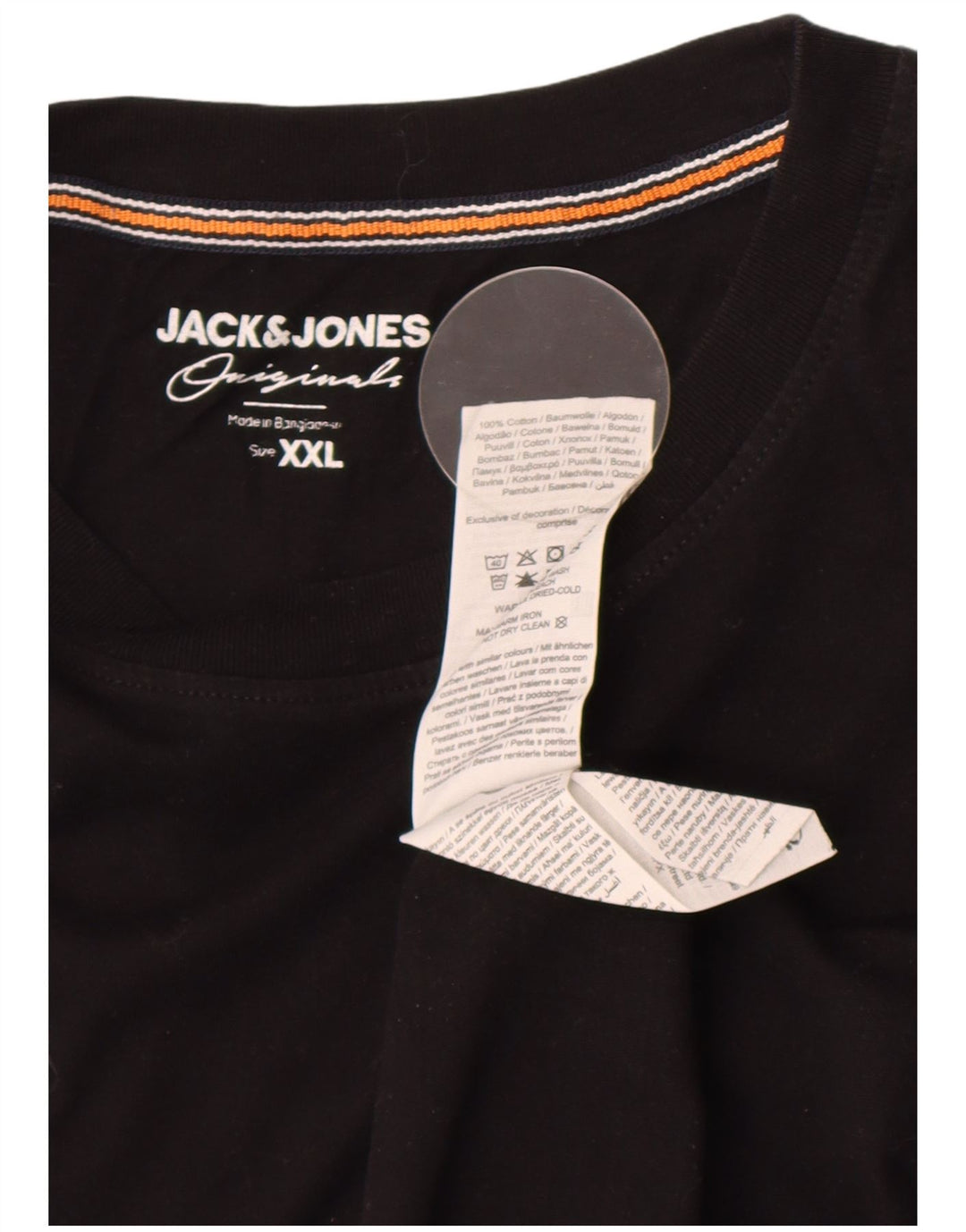 Jack & Jones Herre T-Shirt Top 2XL Sort Bomuld