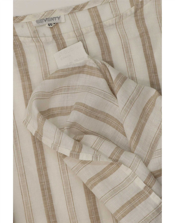 Halvfjerds damebluse Top IT 46 Stor hvid stribet linned