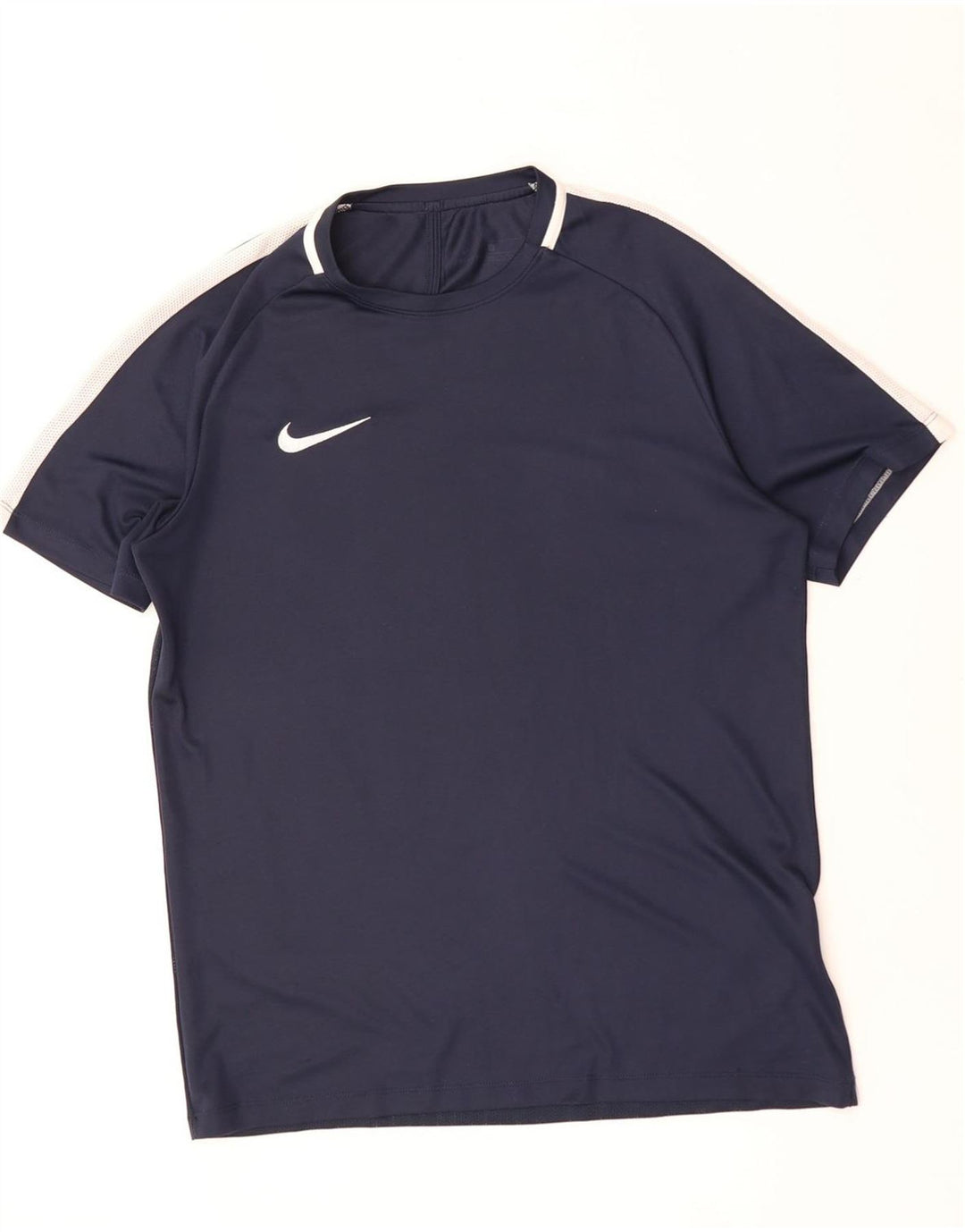 NIKE Herre Dri Fit T-shirt Top Stor marineblå Colourblock Polyester