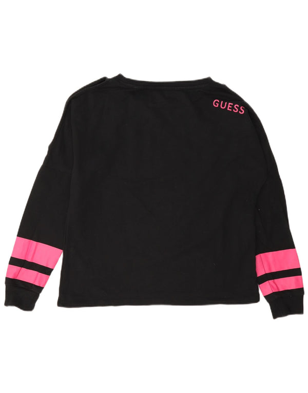 Guess Grafisk Oversized Sweatshirt Jumper til kvinder UK 4 XS Sort Colourblock