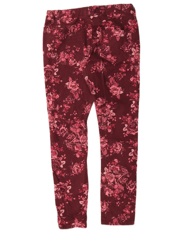 Marks & Spencer Dame Casual Bukser UK 10 Small W27 L26 Burgundy Floral