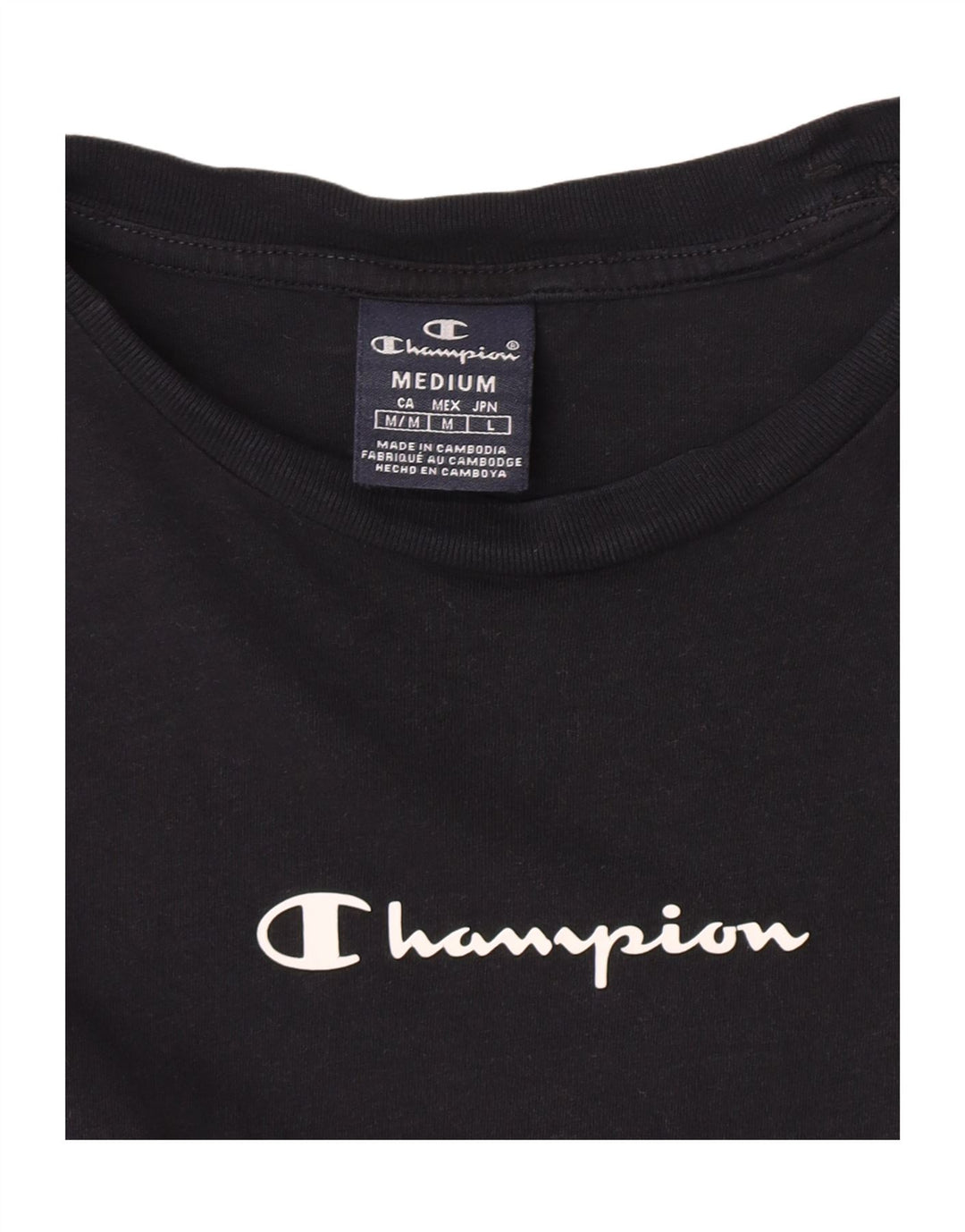 Champion Herre grafisk T-shirt Top Medium Sort Colourblock