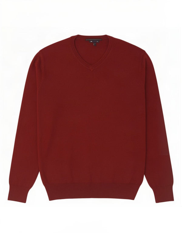 Gap Mens V-Neck Jumper Sweater Large Maroon Cotton