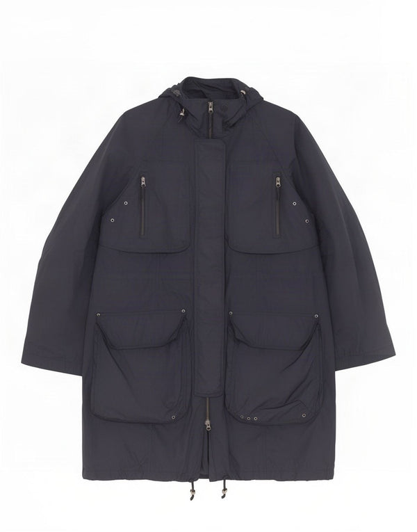 Zara Womens Hooded Oversized Parka Jacket UK 10 Small Navy Blue Nylon