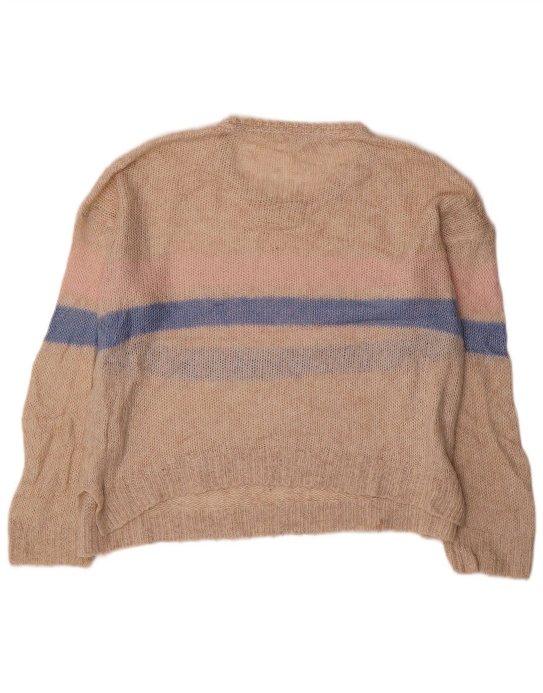 FAT FACE Dame Boat Neck Jumper Sweater UK 12 Medium Beige Stribet