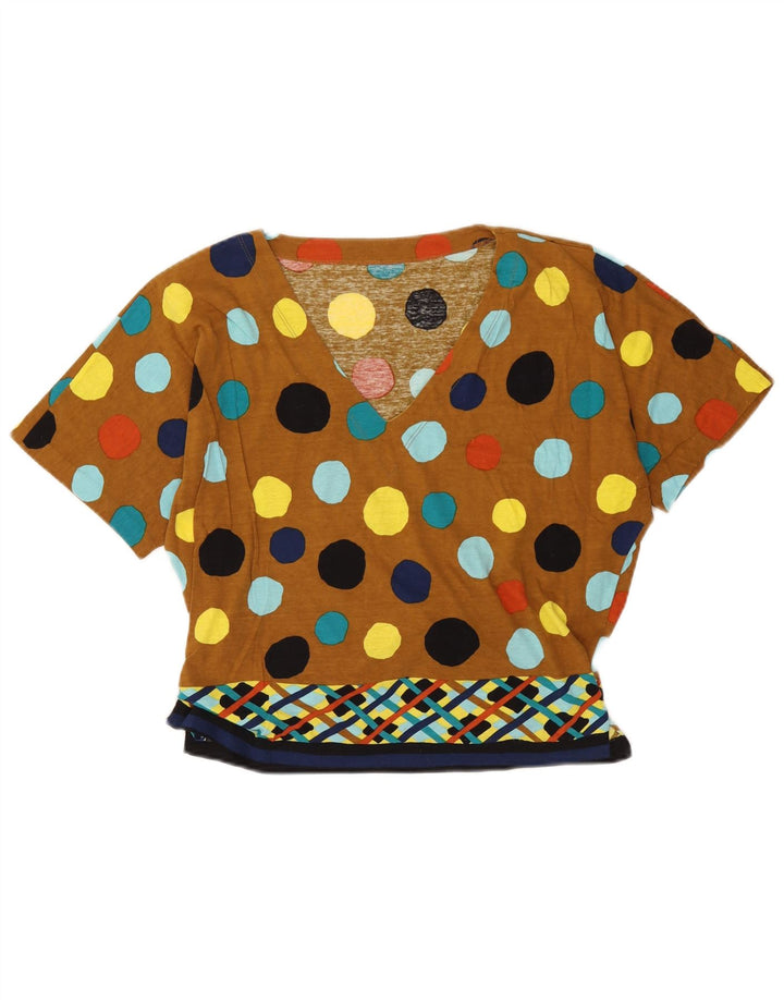 Vintage damebluse top UK 16 store brune polka prikker