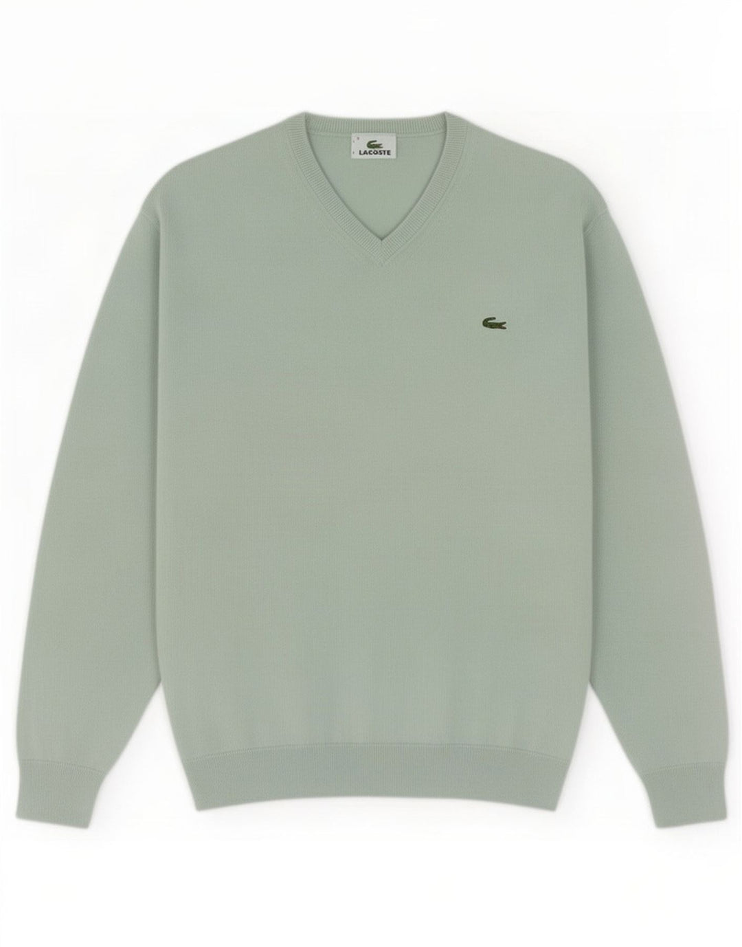 Lacoste Herre V-hals sweater str. 4 Medium turkis bomuld